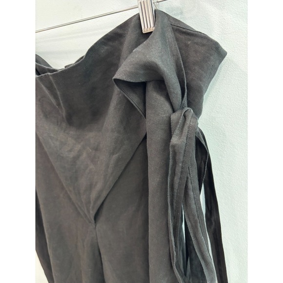 & Other Stories 100% Linen Wrap Pants Size 42 Black Wide Leg Cropped Lagenlook - Picture 7 of 12